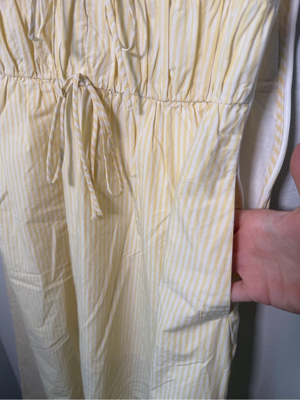 LOFT NWT Butter Yellow Striped Cotton V-Neck Maxi Dress Size 8 - Picture 7 of 10